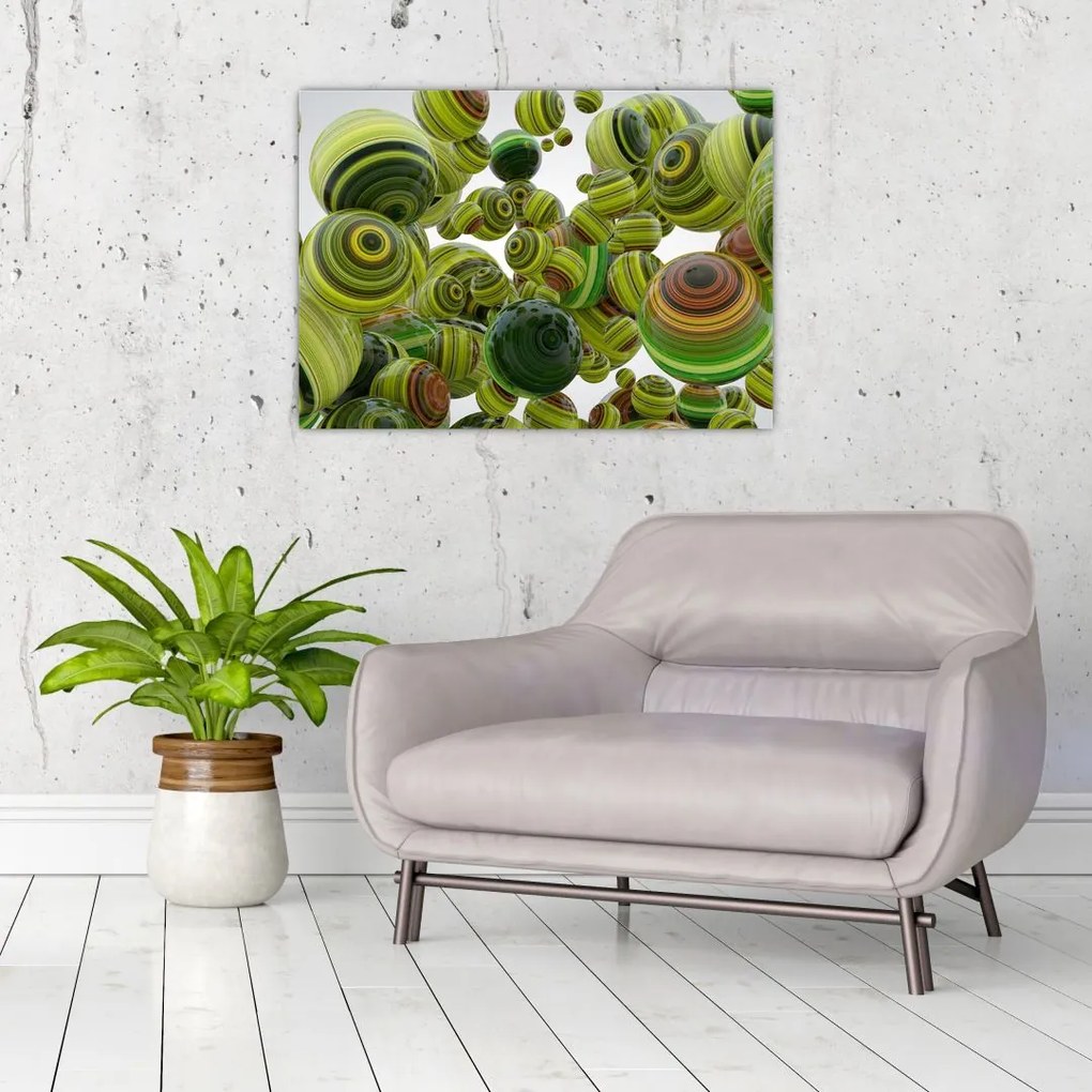 Obraz na szkle pasiastych kulek (70x50 cm)