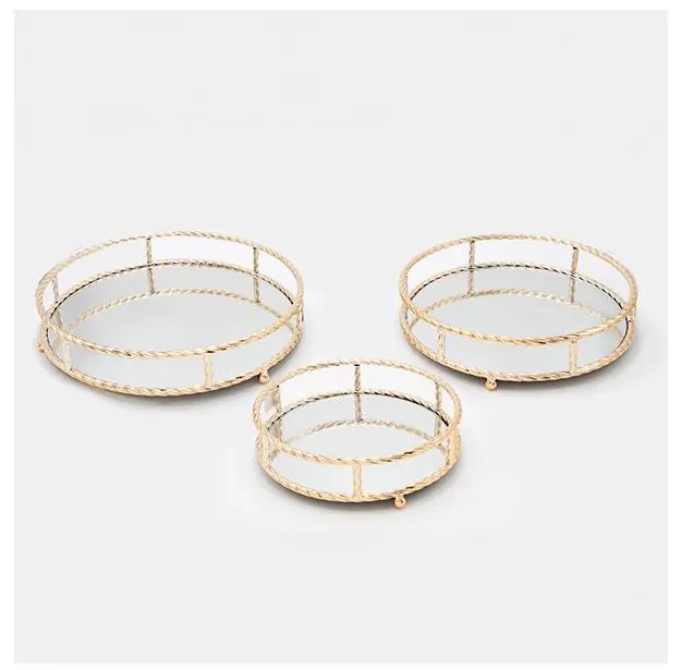 ZESTAW 3x Taca dekoracyjna śr. 27/33/37 cm złota