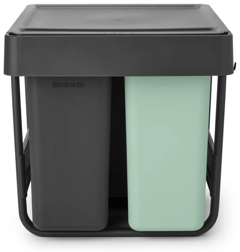 Miętowo-ciemnoszary plastikowy kosz na śmieci do segregacji odpadów do zabudowy 40 l Sort&Go – Brabantia