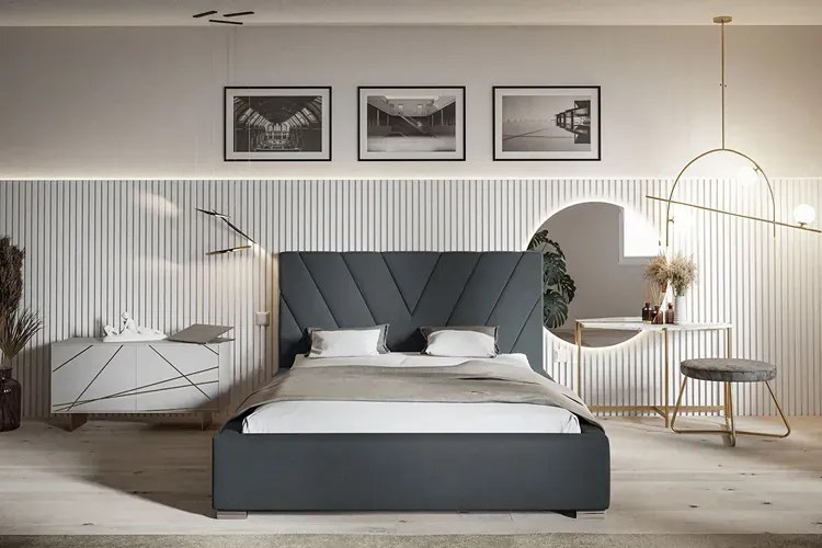 Dwuosobowe łóżko ze schowkiem 140x200 Infermi 3X - 36 kolorów