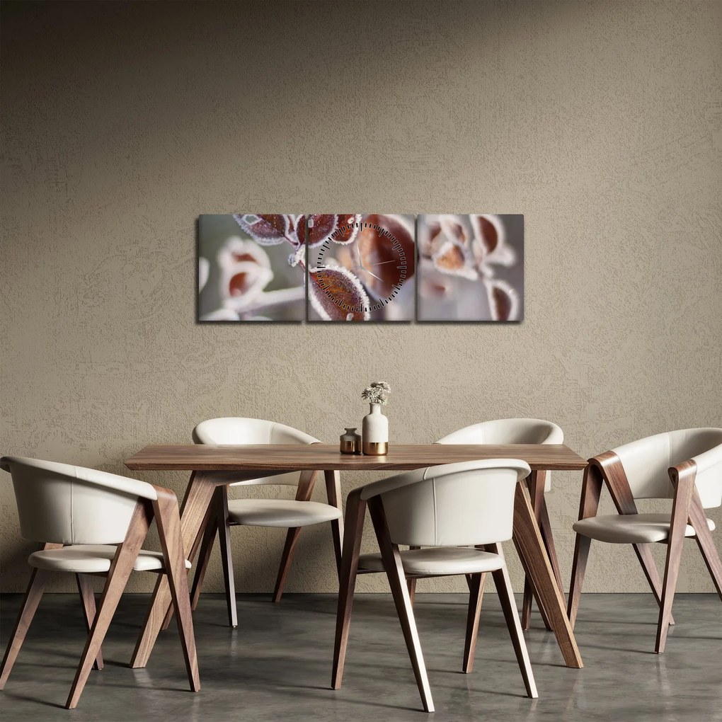 Obraz - Szczegół liści (z zegarem) (90x30 cm)