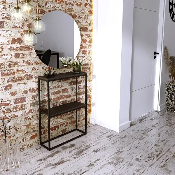 Czarna konsola loft z metalowym stelażem E2-E84