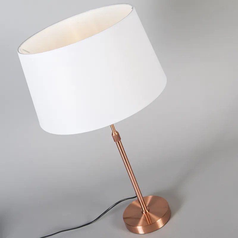 Lampa stołowa miedziana z białym kloszem 35 cm regulowana - Parte Nowoczesny Oswietlenie wewnetrzne
