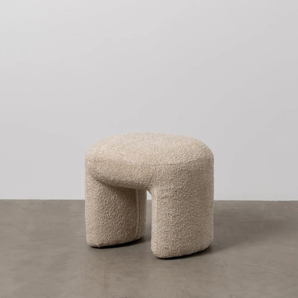 Beżowy puf z materiału bouclé Suave – Ixia