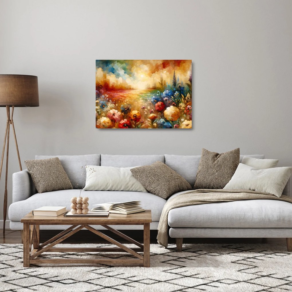 Obraz na szkle - Kolorowa łąka (70x50 cm)