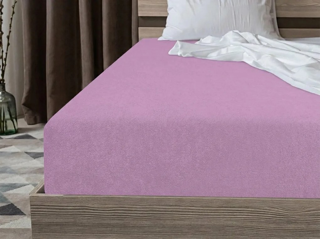 PrzytulneMieszkanie.pl Prześcieradło frotte PREMIUM fioletowo-różowe 160x200 cm