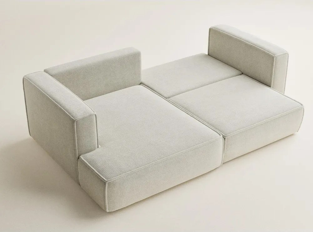 Kremowy rozkładany narożnik ze schowkiem z tkaniny szenilowej (lewostronny/z szezlongiem) Velto – Maison de Rêve