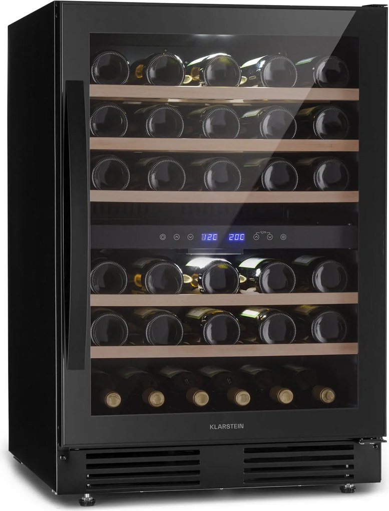 Klarstein Vinovilla 59.5cm 51 Butelek Winiarka Podblatowa Dwustrefowa Czarny