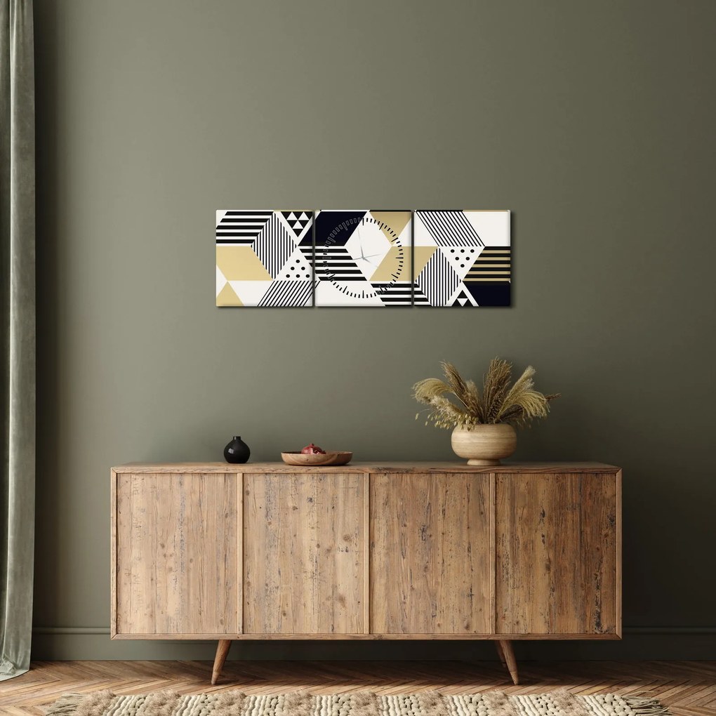 Obraz - Kształty geometryczne N⁰1 (z zegarem) (90x30 cm)