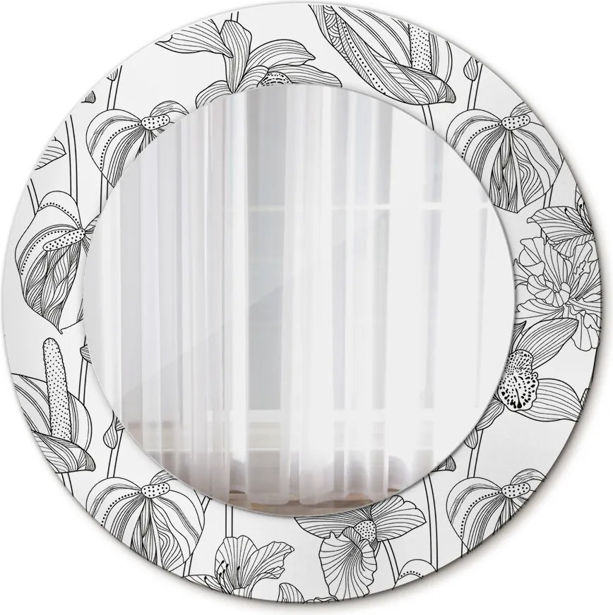 Lustro dekoracyjne okrągłe Kwiatowy wzór