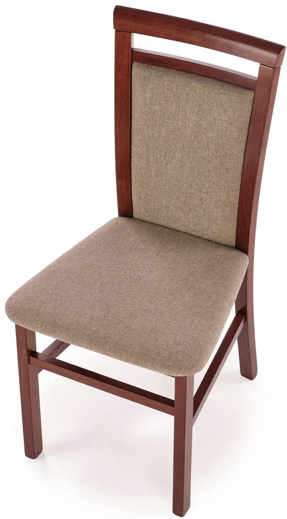 Klasyczne krzesło tapicerowane ciemny orzech + jasny brąz - Kensa 5X