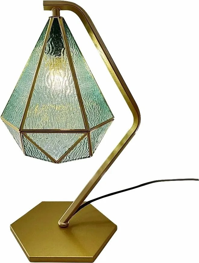 Rabalux 74200 vintage lampa stołowa Norah, złoty/niebieski