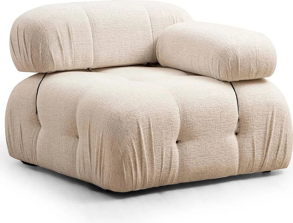 Elegancki fotel 1-osobowy, kolor kremowy, 95x95x75 cm | Konstrukcja z drewna bukowego i płyty wiórowej, 100% poliester, zdejmowane oparcie i podłokietniki | Idealny