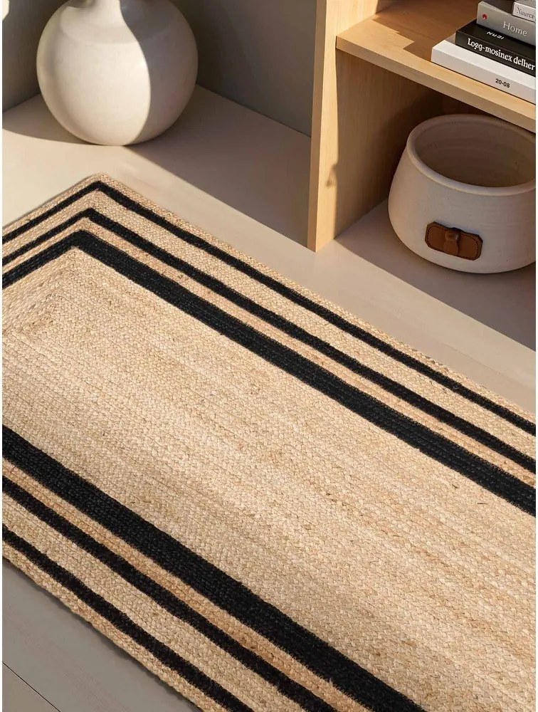 Czarny/w naturalnym kolorze chodnik z juty dwustronny/tkany ręcznie 80x250 cm Looma – Hanse Home