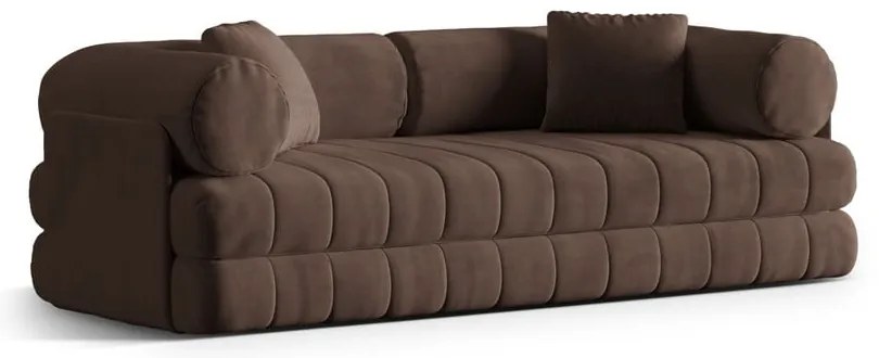 Brązowa aksamitna rozkładana sofa 206 cm Kemi – Cosmopolitan Design