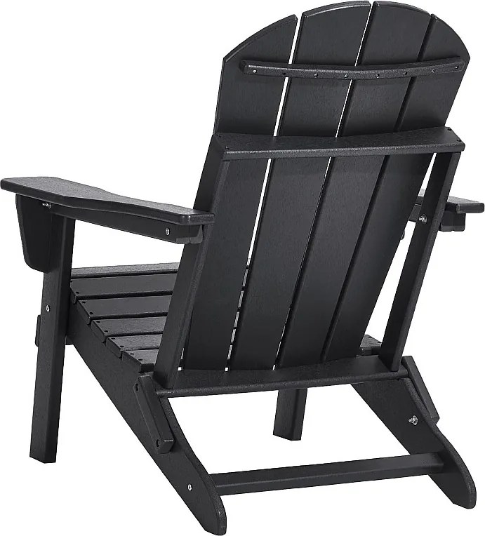 Krzesło Ogrodowe, SucceBuy Zestaw 2 Krzeseł Adirondack, Składane, Plastikowe, Odporne, na Warunki Atmosferyczne, Palenisko, Czarne
