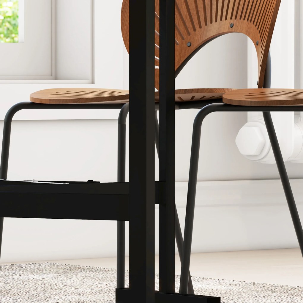 HOMCOM Składany stół na kółkach dla 4-6 osób stelaż stalowy szary 52,5-120x80x73 cm | Aosom PL