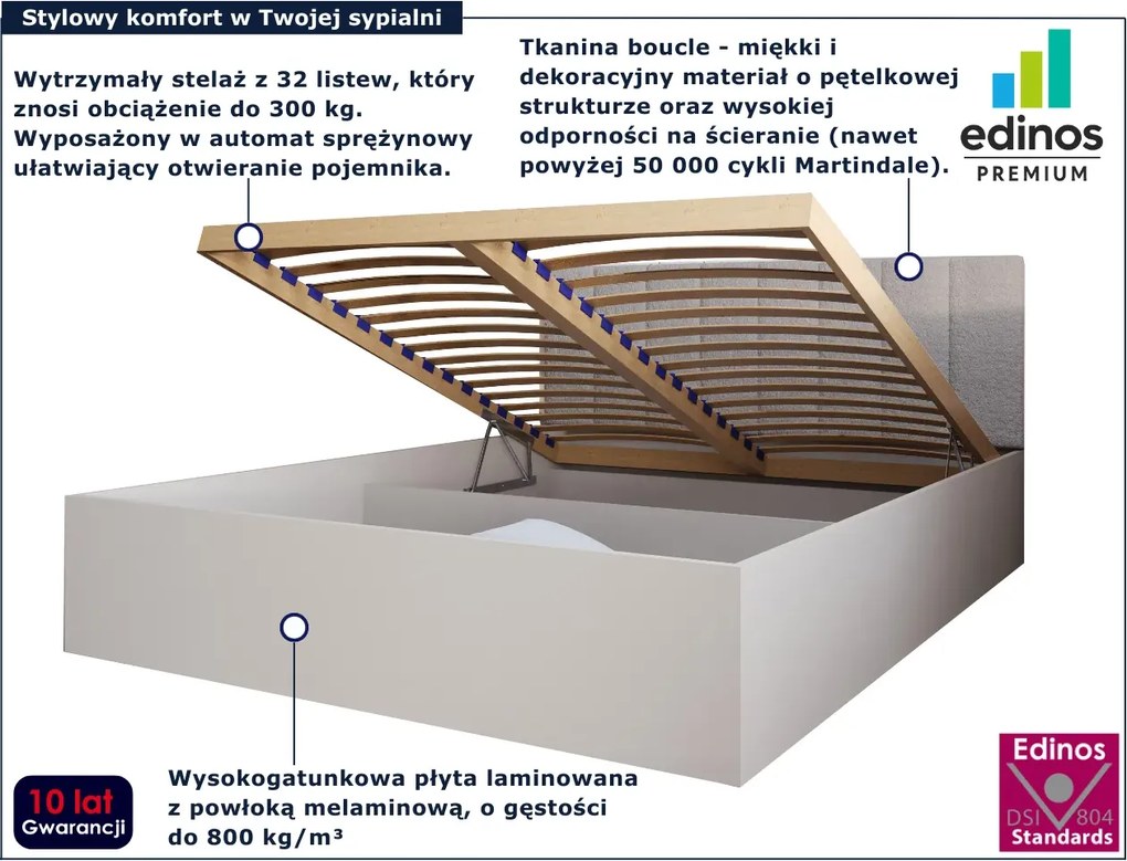 Kaszmirowe łóżko z materacem i pojemnikiem 160x200 N1-L58