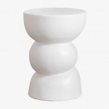 Okrągły Stolik Pomocniczy Z Ceramiki Tiyi Distressed White - Sklum