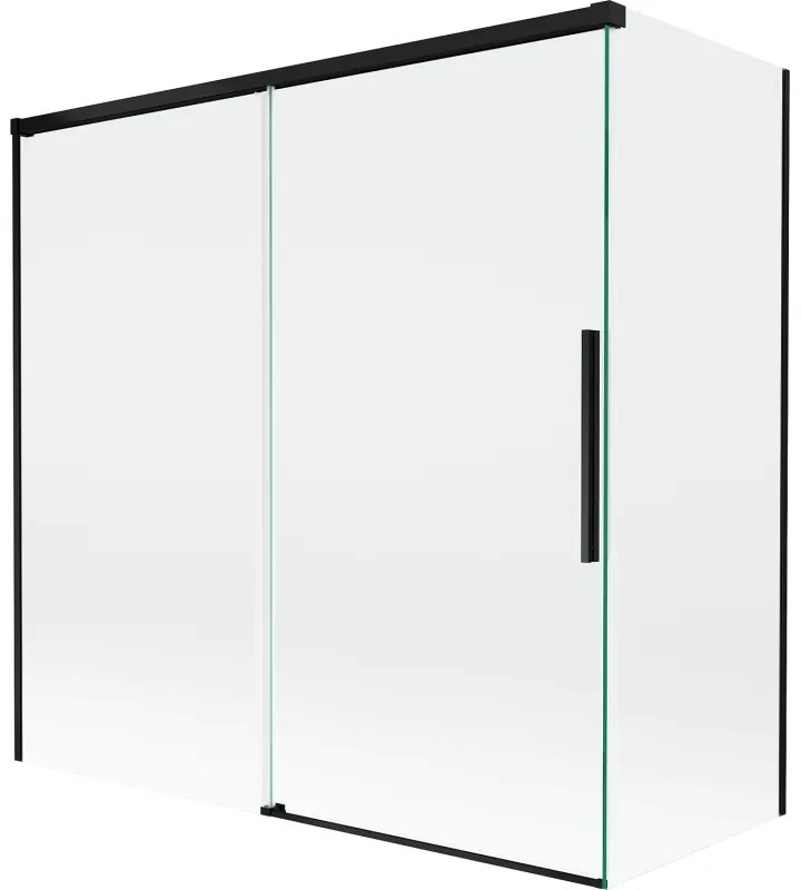 Mexen Rox parawan nawannowy 2-skrzydłowy rozsuwany 160 + 70 x 150 cm, transparent, czarny - 8C9-160-070-70-00