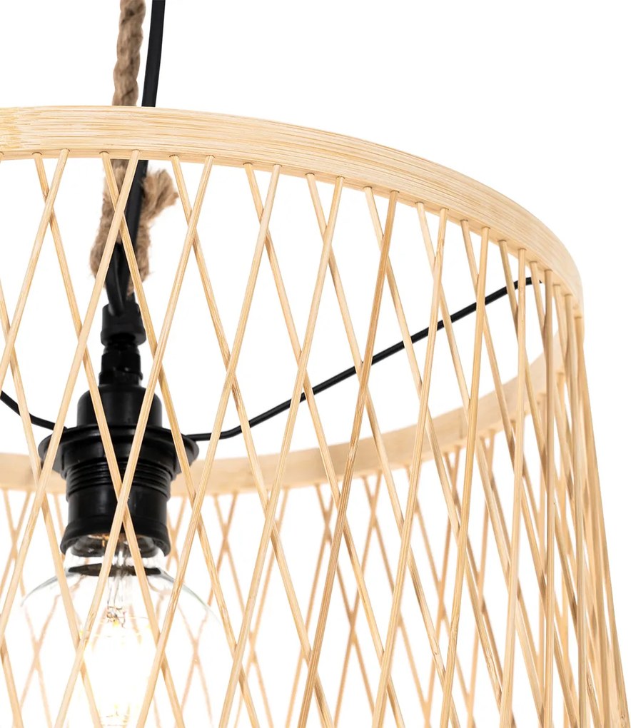 Rustykalna lampa wisząca zewnętrzna z rattanu 40 cm - Calamus