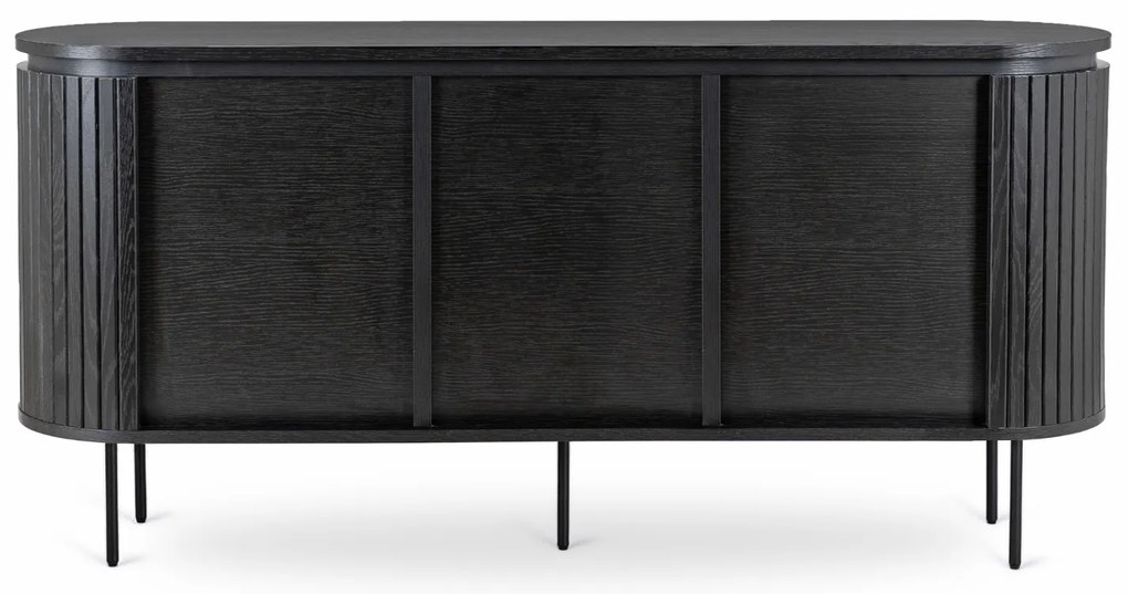 Komoda do Salonu BECK 160 cm Czarna Trzydrzwiowa Ryflowana Nowoczesna