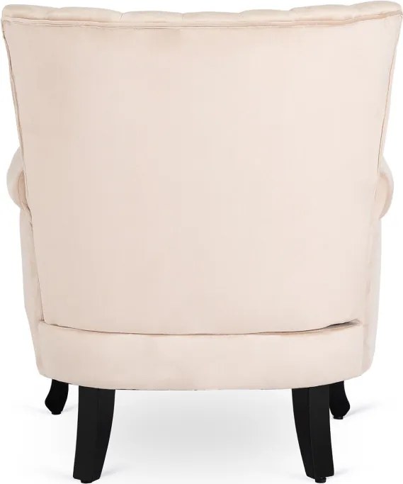 Fotel Uszak Wypoczynkowy MALLO Beżowy Welurowy Nowoczesny Glamour