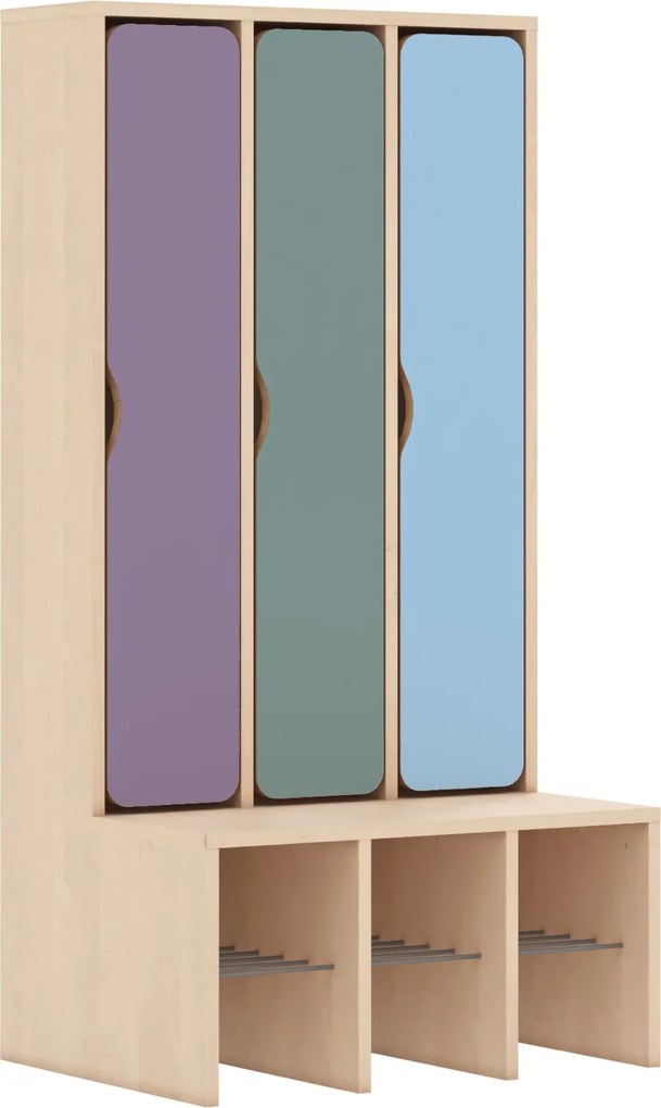 Szafka przedszkolna do szatni 3-osobowa z drzwiczkami pełnymi Blox Colours Mix, index SZT-3R-A-D-A