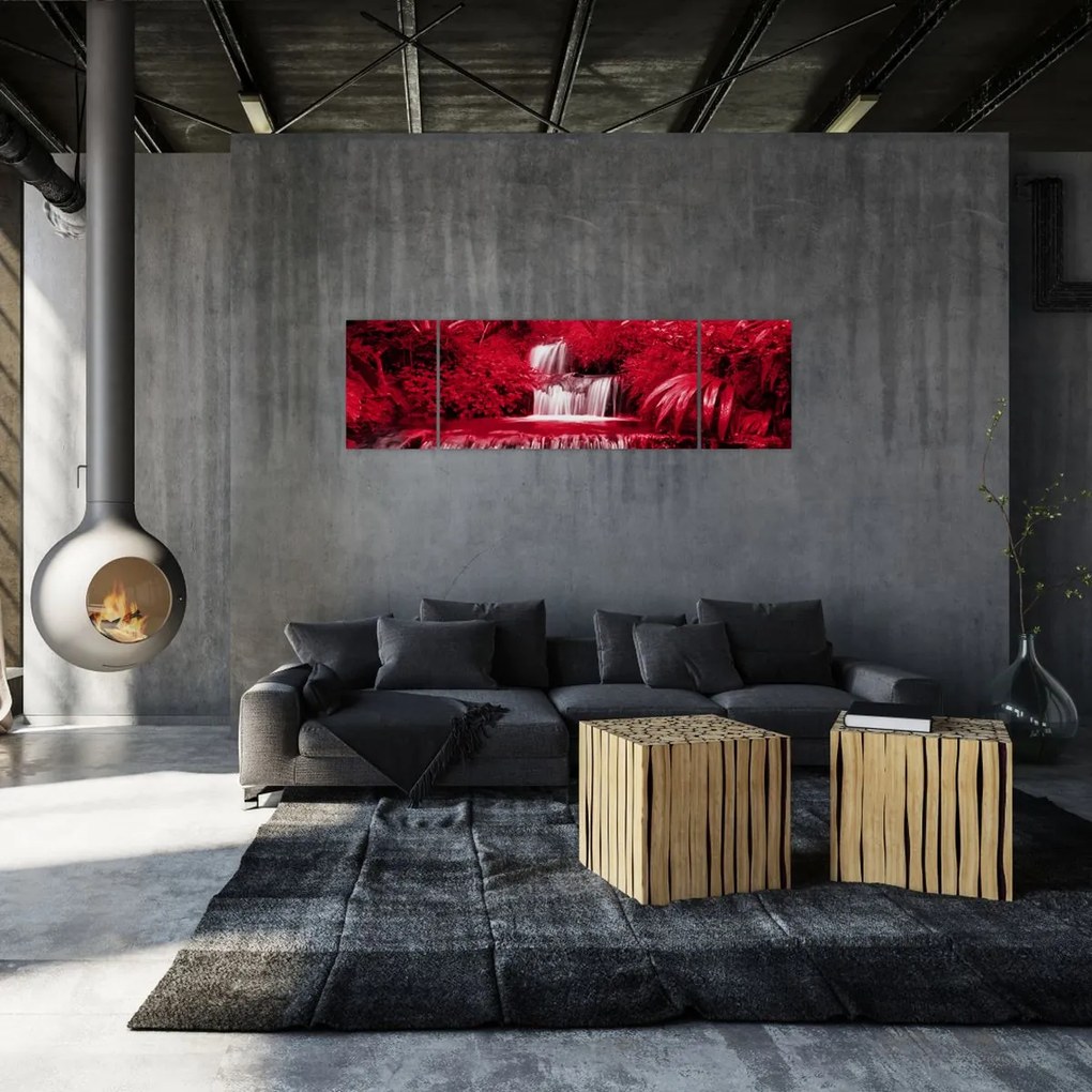 Obraz - Indonezyjskie wodospady w kolorze czerwonym (170x50 cm)
