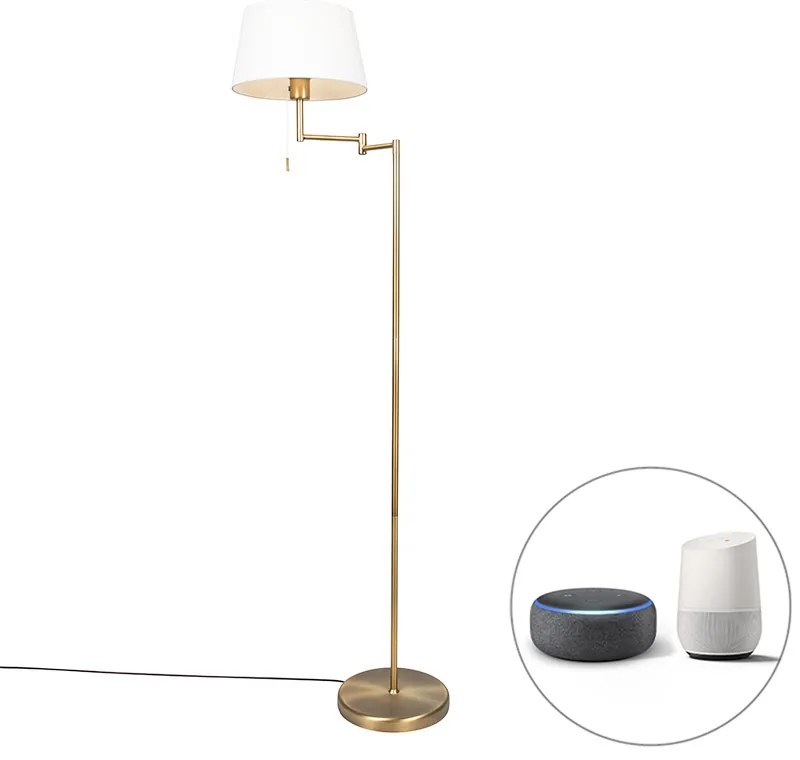 Inteligentna klasyczna lampa podłogowa brązowa z białą, w tym WiFi A60 - Ladas Fix Rustykalny / Vintage Oswietlenie wewnetrzne