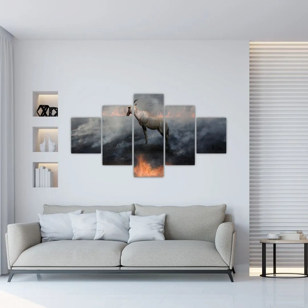 Obraz kozicy w płomieniach (125x70 cm)
