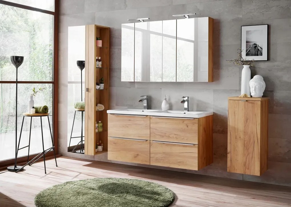 Szafka łazienkowa CAPRI 842 60 cm dąb z lustrem COMAD