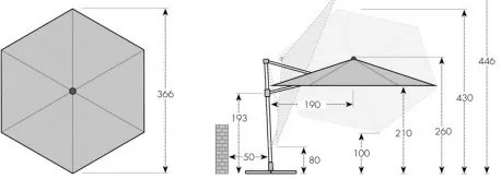 ACTIVE 370 cm - wahadłowy parasol ogrodowy z drążkiem bocznym : Substancja Desen - 820