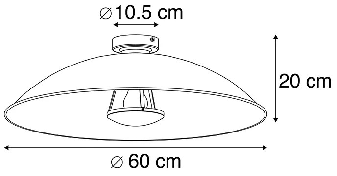 Vintage lampa sufitowa czarna ze złotem 60 cm - Emilienne Novo Nowoczesny Oswietlenie wewnetrzne