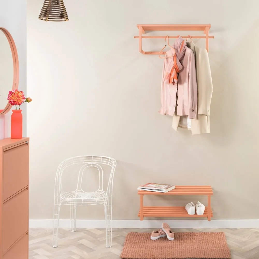 Łososiowy metalowy wieszak ścienny z półką 76 cm Marco – Spinder Design