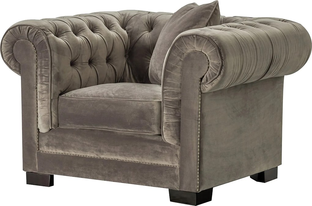 Fotel Chesterfield Classic Velvet Grey 118x96x77cm