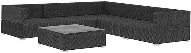 Czarno-kremowy 6-częściowy wypoczynkowy zestaw do ogrodu W1-M00