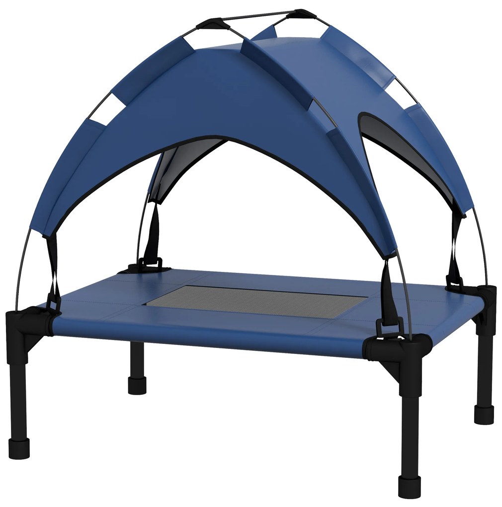 PawHut Legowisko dla Psa z Baldachimem, Zewnętrzne, Przenośne, Wodoodporne, do 30 kg, 61 x 46 x 63 cm, Ciemnoniebieskie