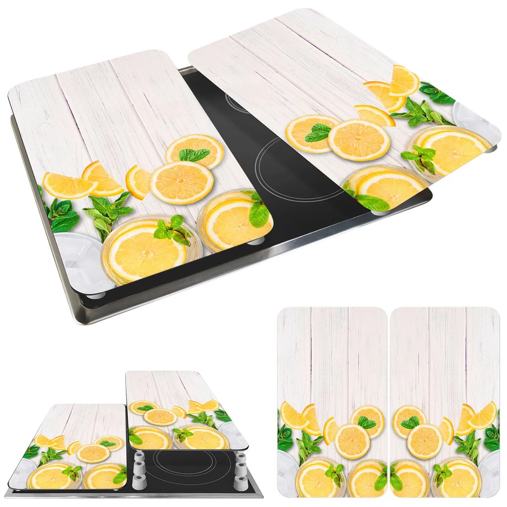 Płyty termoodporne do ochrony kuchenki, 2 tafle szklane z ozdobnym wzorem + stopki antypoślizgowe - 52 x 30 cm, WENKO