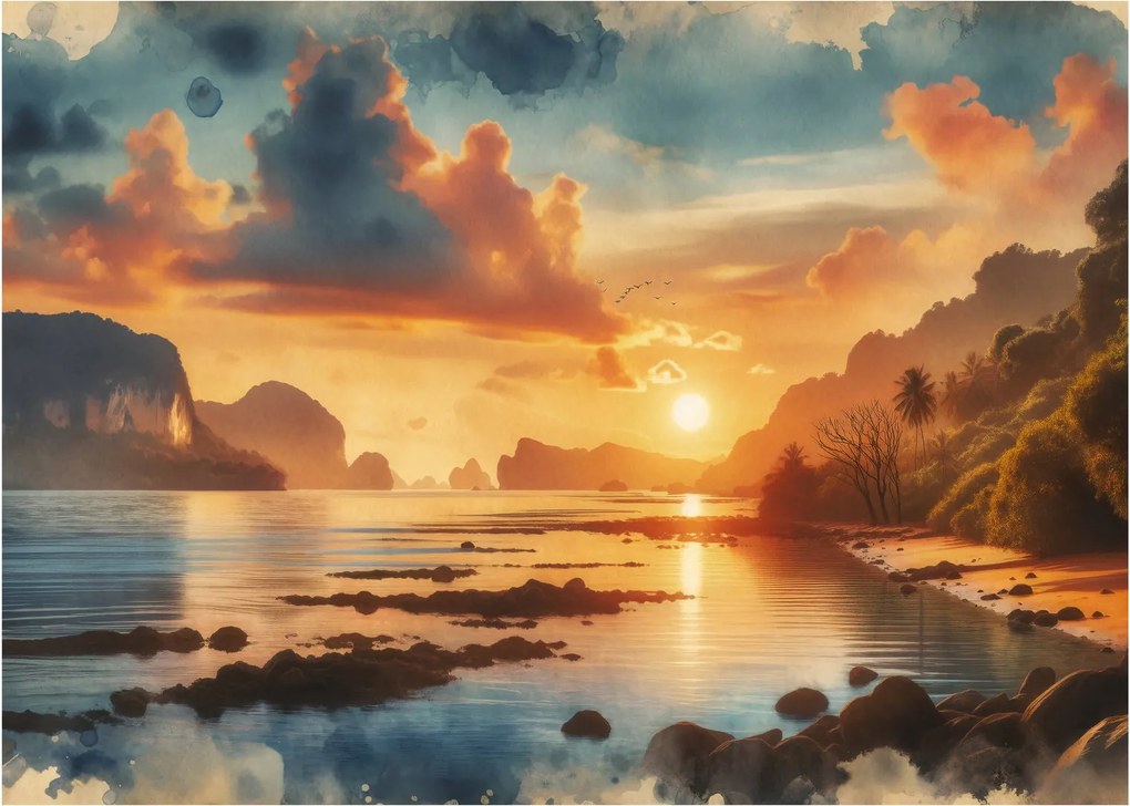 Obraz na szkle - Widok z plaży (70x50 cm)