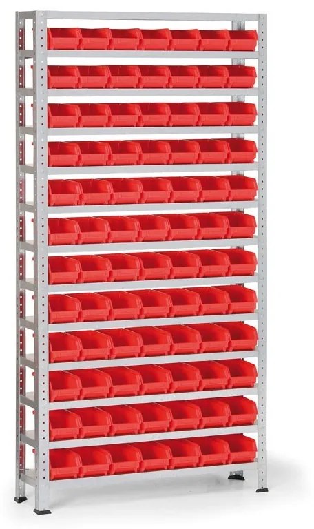 Regał z plastikowymi pojemnikami BASIC, 1730 x 850 x 300 mm, 84x pojemnik typu A