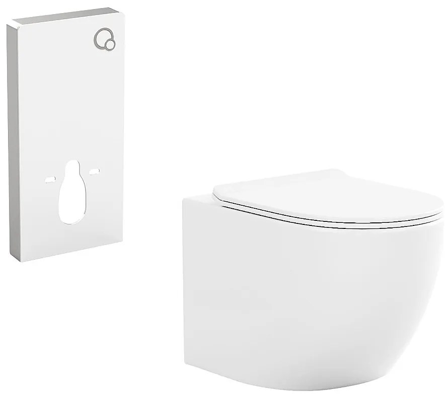 Podwieszana toaleta z dekoracyjnym stelażem - Biały połysk -JAVOINE