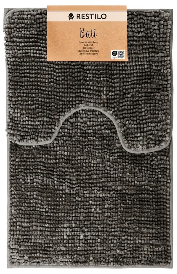 Ciemnoszare dywaniki łazienkowe do WC zestaw 2 szt. 80x50 cm Bati – Restilo