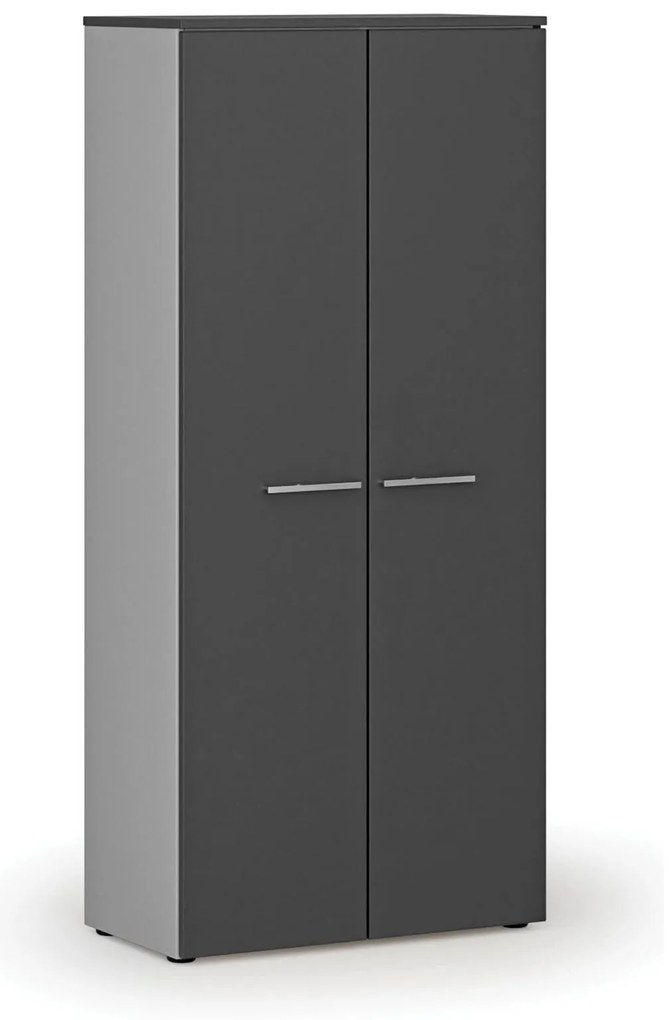 Szafa ubraniowa z wysuwem PRIMO GRAY, 800 x 420 x 1781 mm, szary/grafit