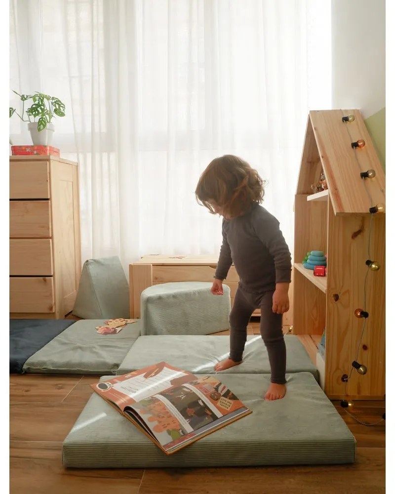 Jasnoniebieski sztruksowy piankowy plac zabaw Bloque Montessori – Little Nice Things