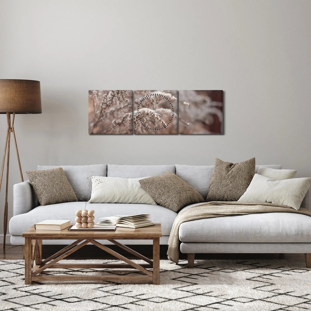 Obraz roślin (z zegarem) (90x30 cm)