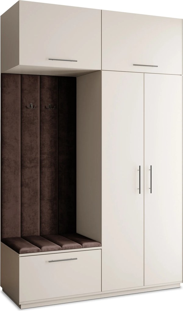 Masseno Garderoba REMA 150/240/60 cm Nowoczesna Szafa do Przedpokoju Kaszmir, MONOLITH 29 (Brązowy)