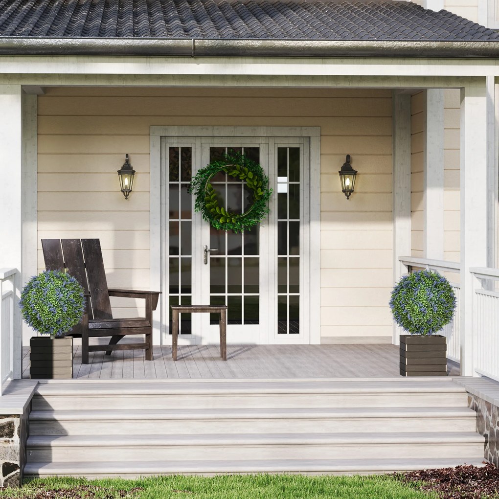 HOMCOM Zestaw 2 Sztucznych Drzewek, Sztuczne Drzewka Lawendowe, Szpilki Do Gruntu, Odporność na UV