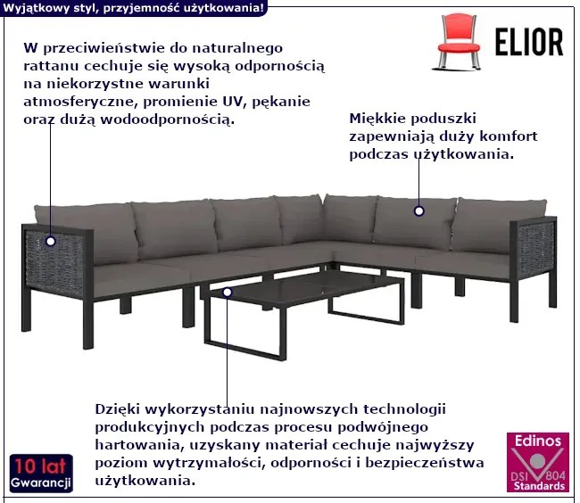 7-częściowy zestaw ogrodowy antracytowy- Berello