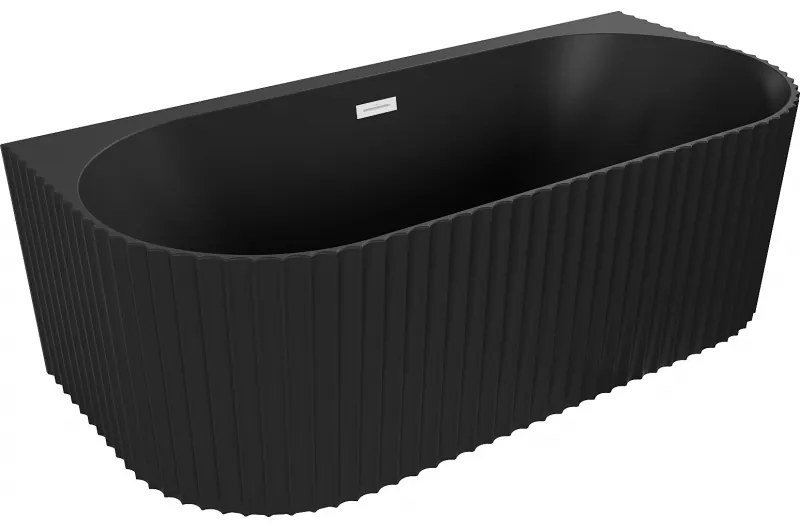 Mexen Sella wanna wolnostojąca przyścienna ryflowana 150 x 75 cm, czarna mat, przelew biały - 52711507571-20